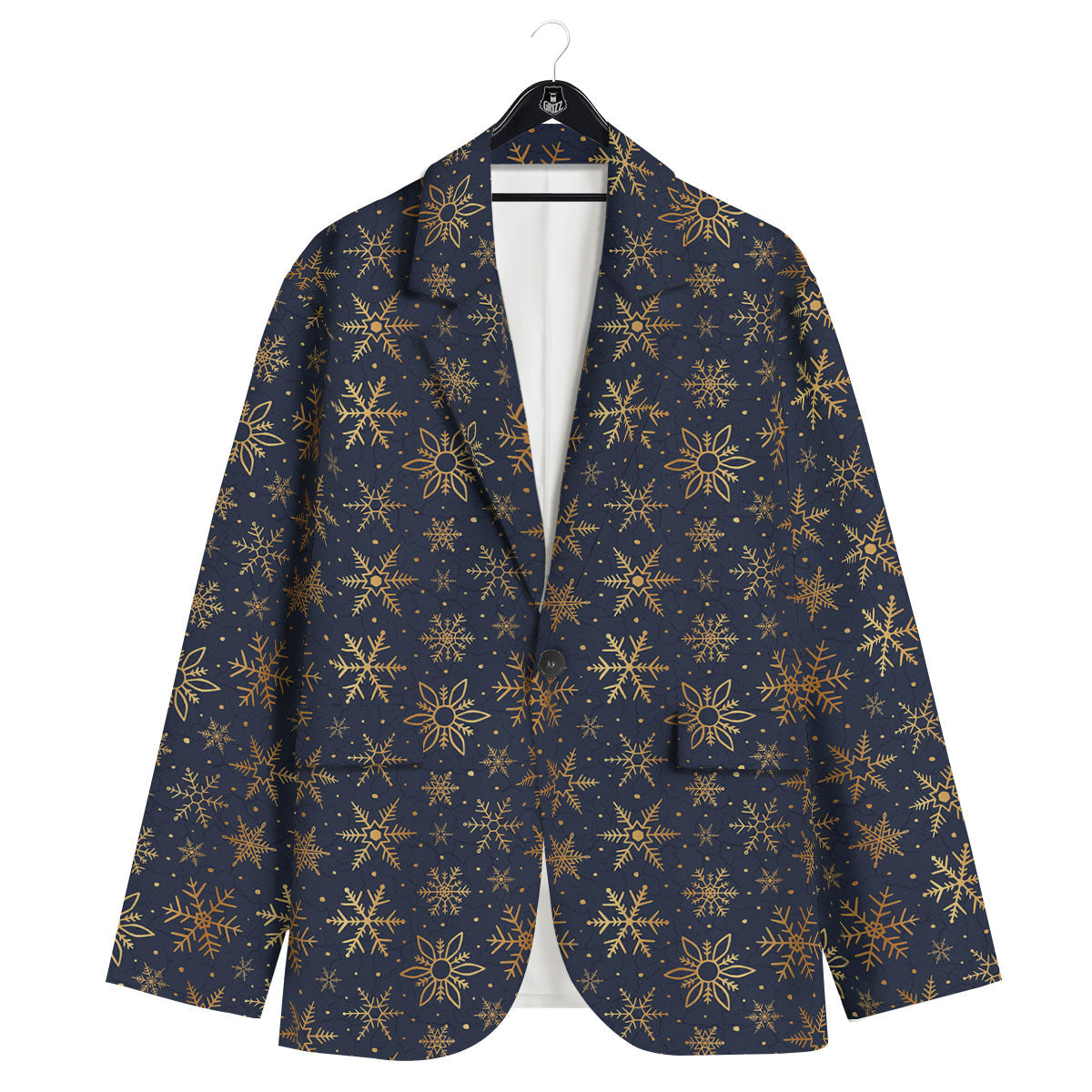 Snowflake Golden Print Men's Sport Coat-grizzshop