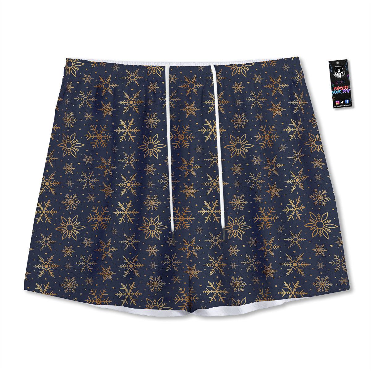 Snowflake Golden Print Mesh Shorts