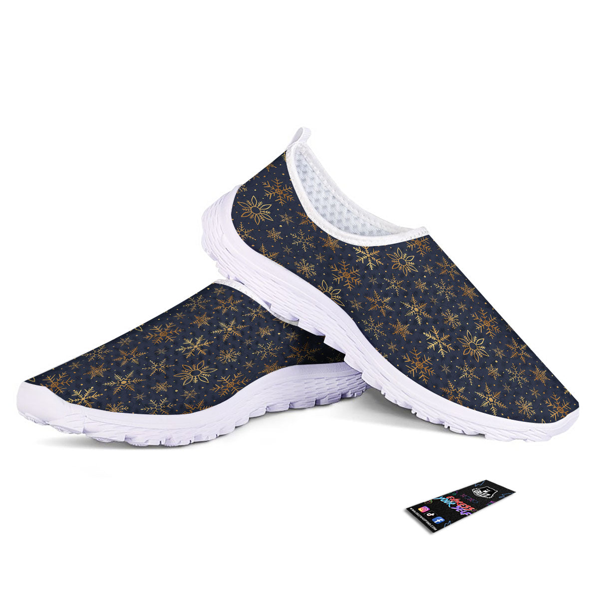Snowflake Golden Print Nurse Shoes-grizzshop