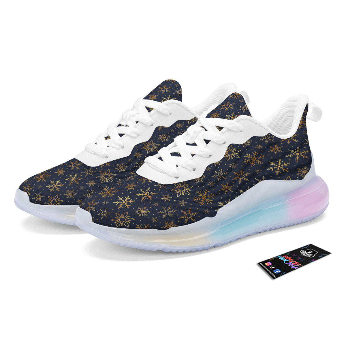 Snowflake Golden Print Running Sneakers-grizzshop