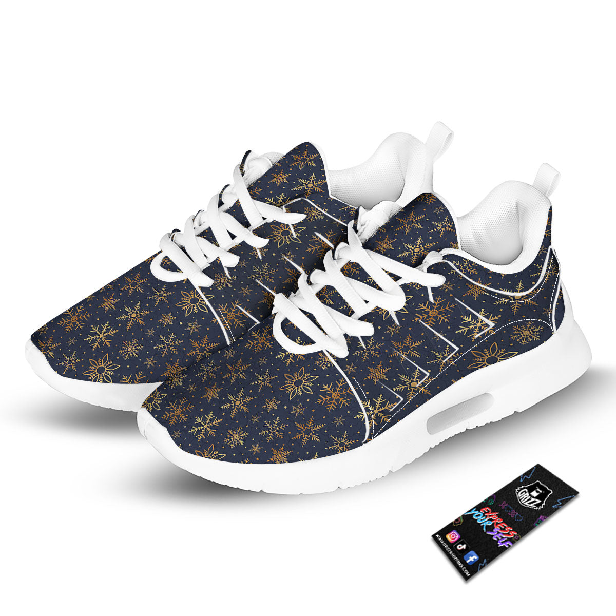 Snowflake Golden Print Tennis Shoes-grizzshop