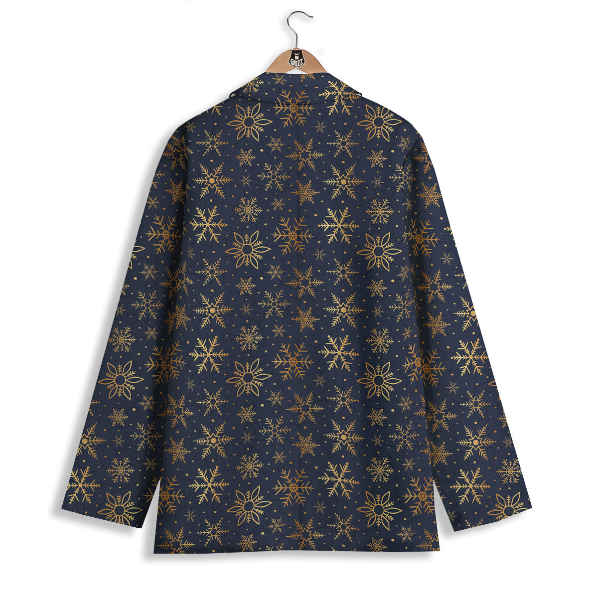 Snowflake Golden Print Women's Blazer-grizzshop