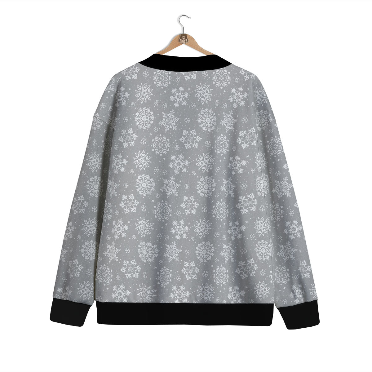 Snowflake Grey And White Print Pattern Cardigan-grizzshop