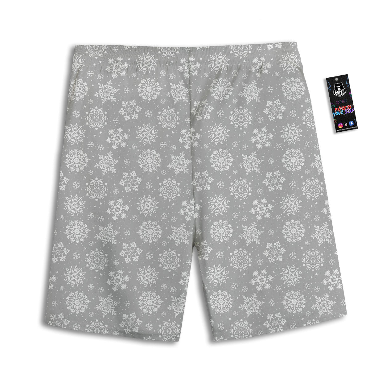 Snowflake Grey And White Print Pattern Men's Athletic Shorts