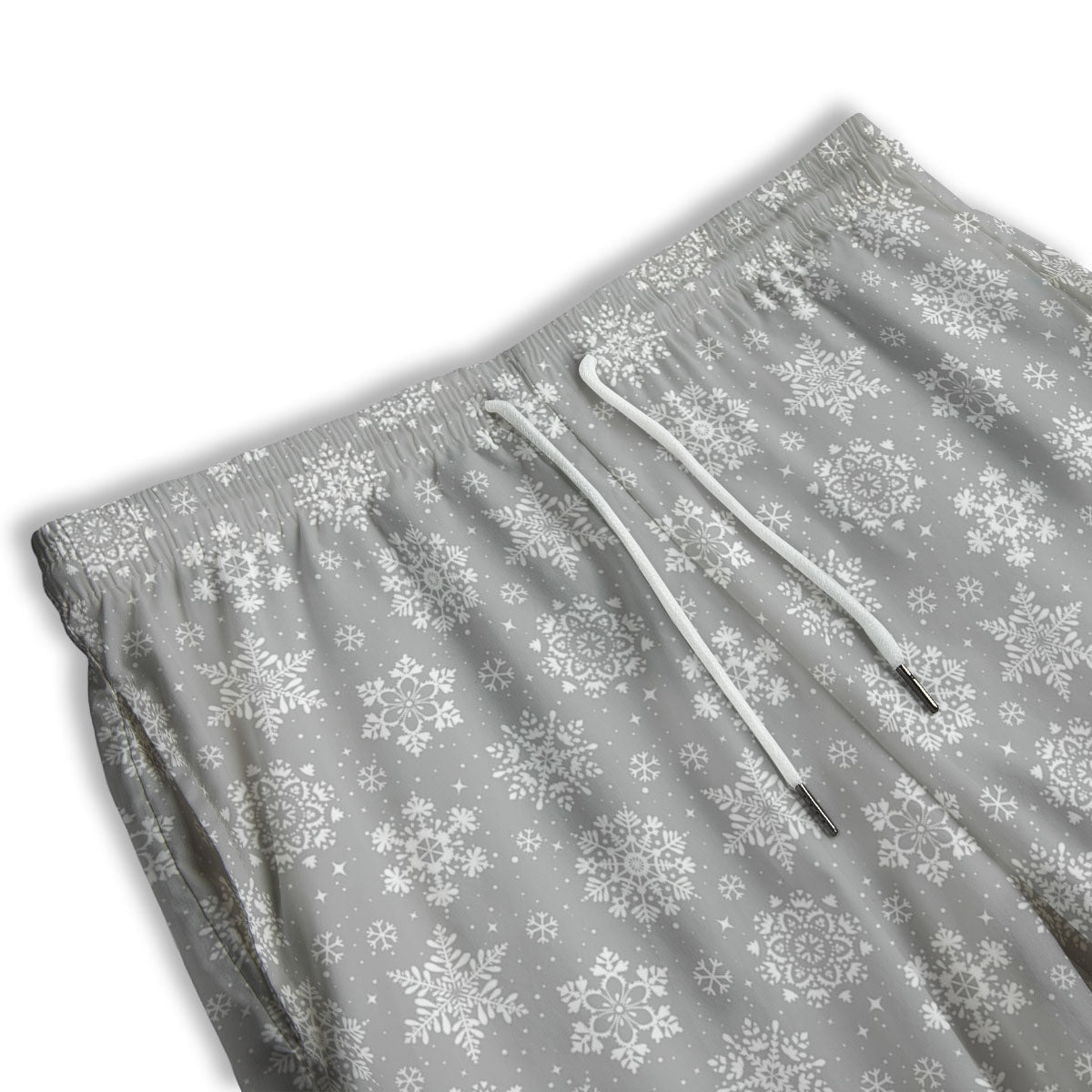Snowflake Grey And White Print Pattern Men's Athletic Shorts