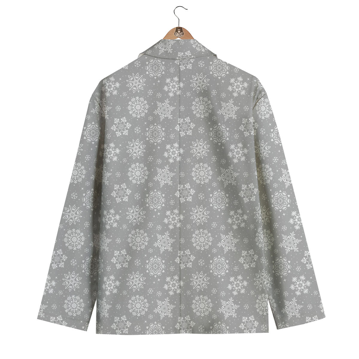 Snowflake Grey And White Print Pattern Men's Blazer-grizzshop