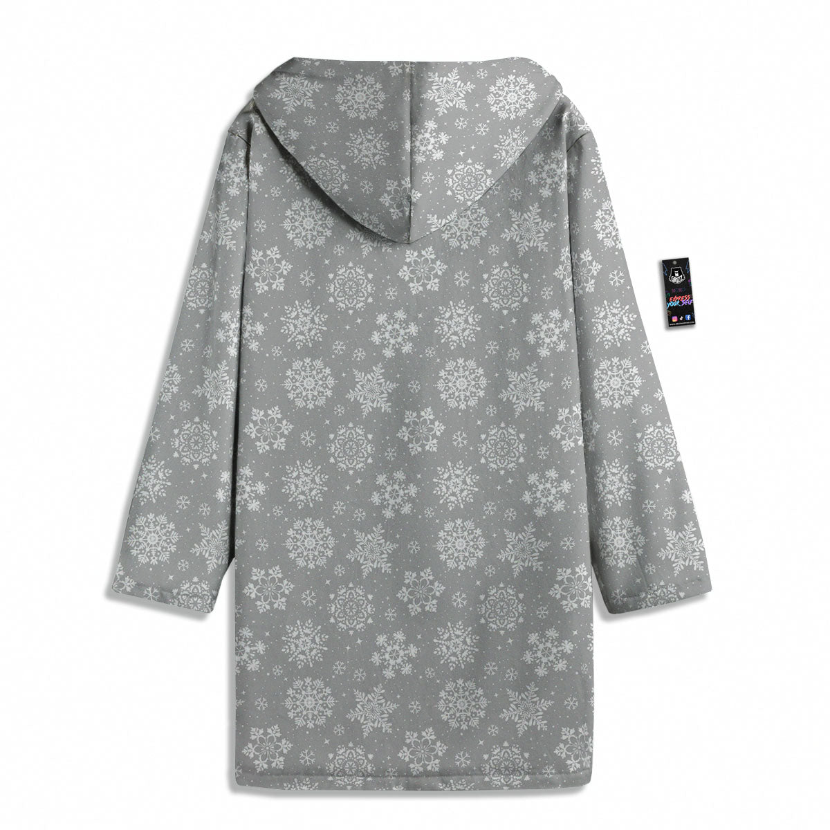 Snowflake Grey And White Print Pattern Men's Windbreaker Jacket-grizzshop