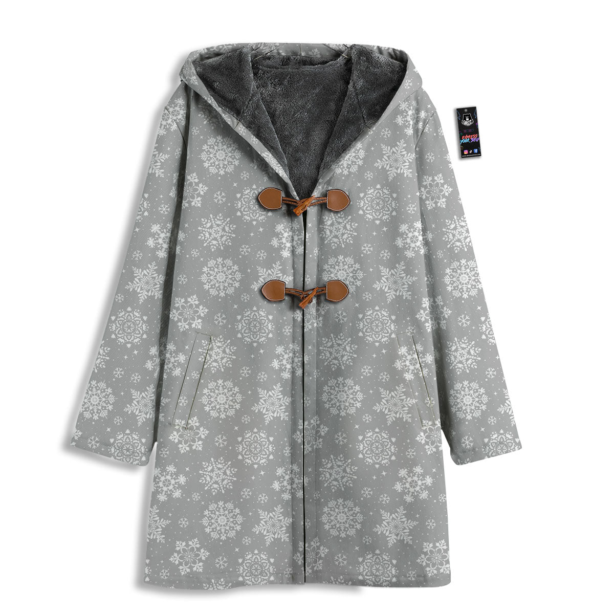 Snowflake Grey And White Print Pattern Men's Windbreaker Jacket-grizzshop