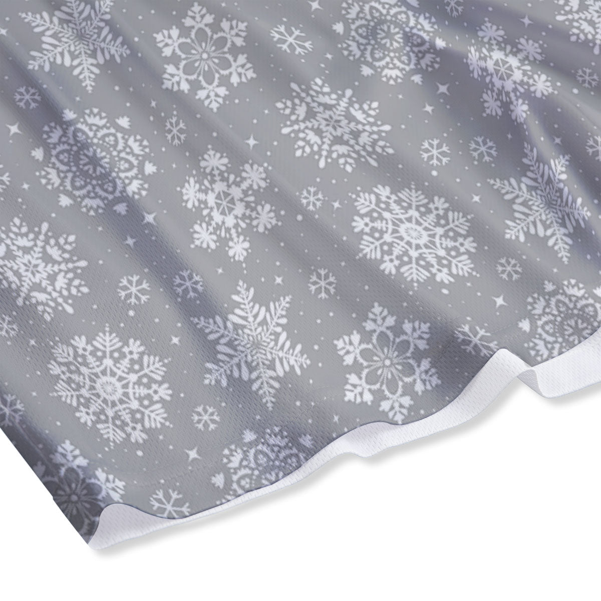 Snowflake Grey And White Print Pattern Mesh Shorts