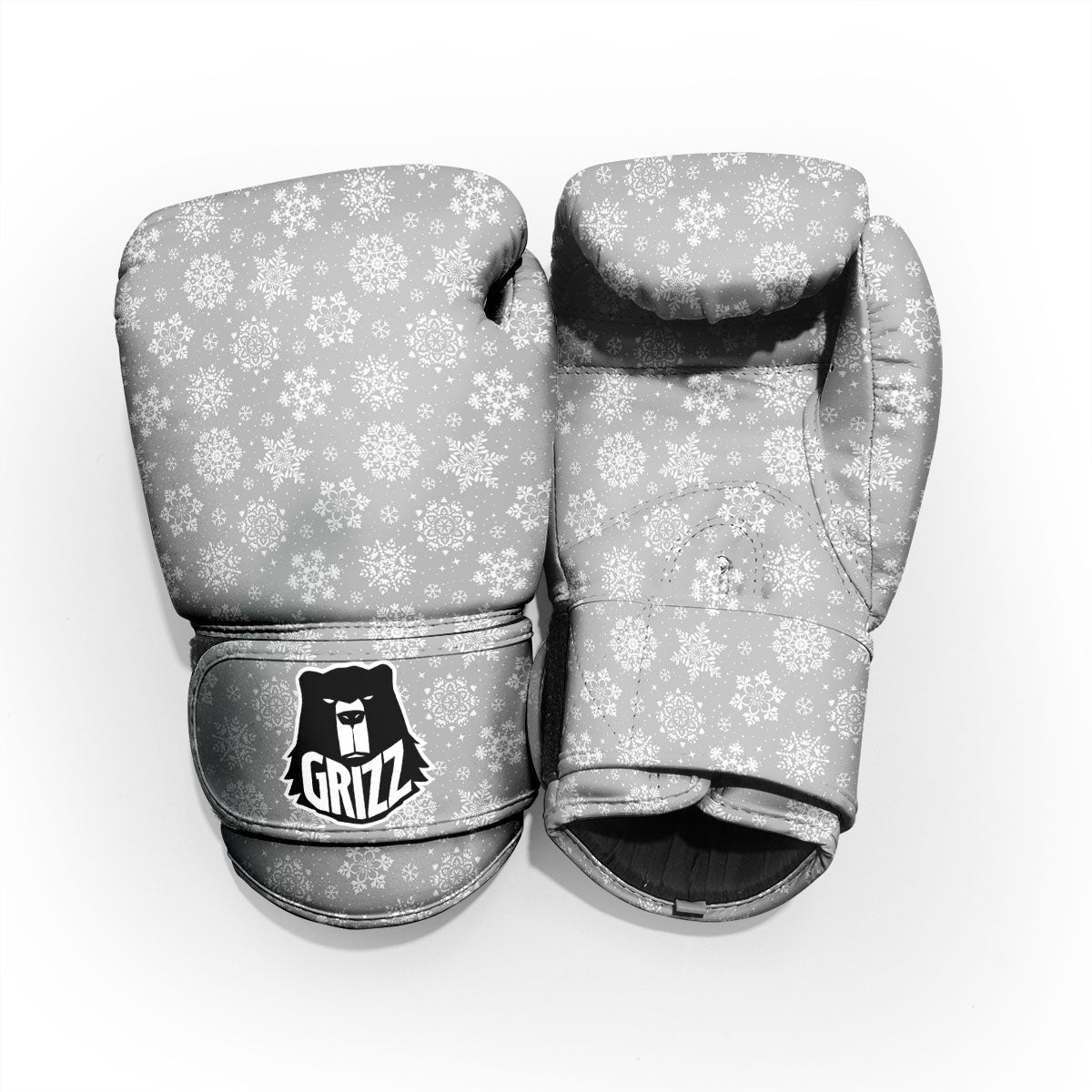Snowflake Grey And White Print Pattern Pro Boxing Glove