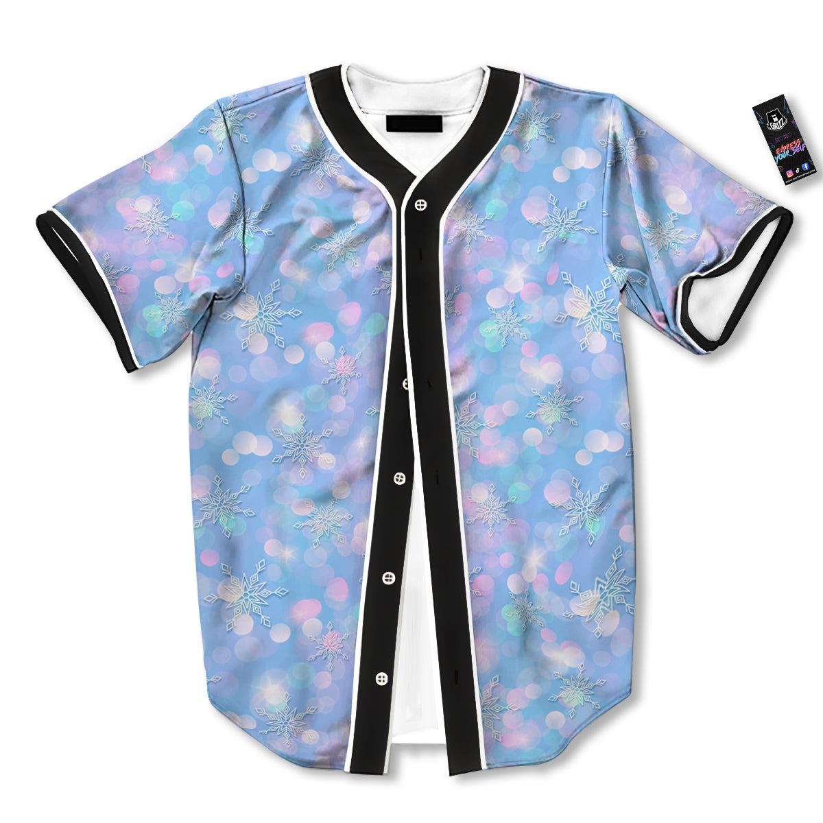 Snowflake Pastel Color Print Pattern Baseball Jersey-grizzshop