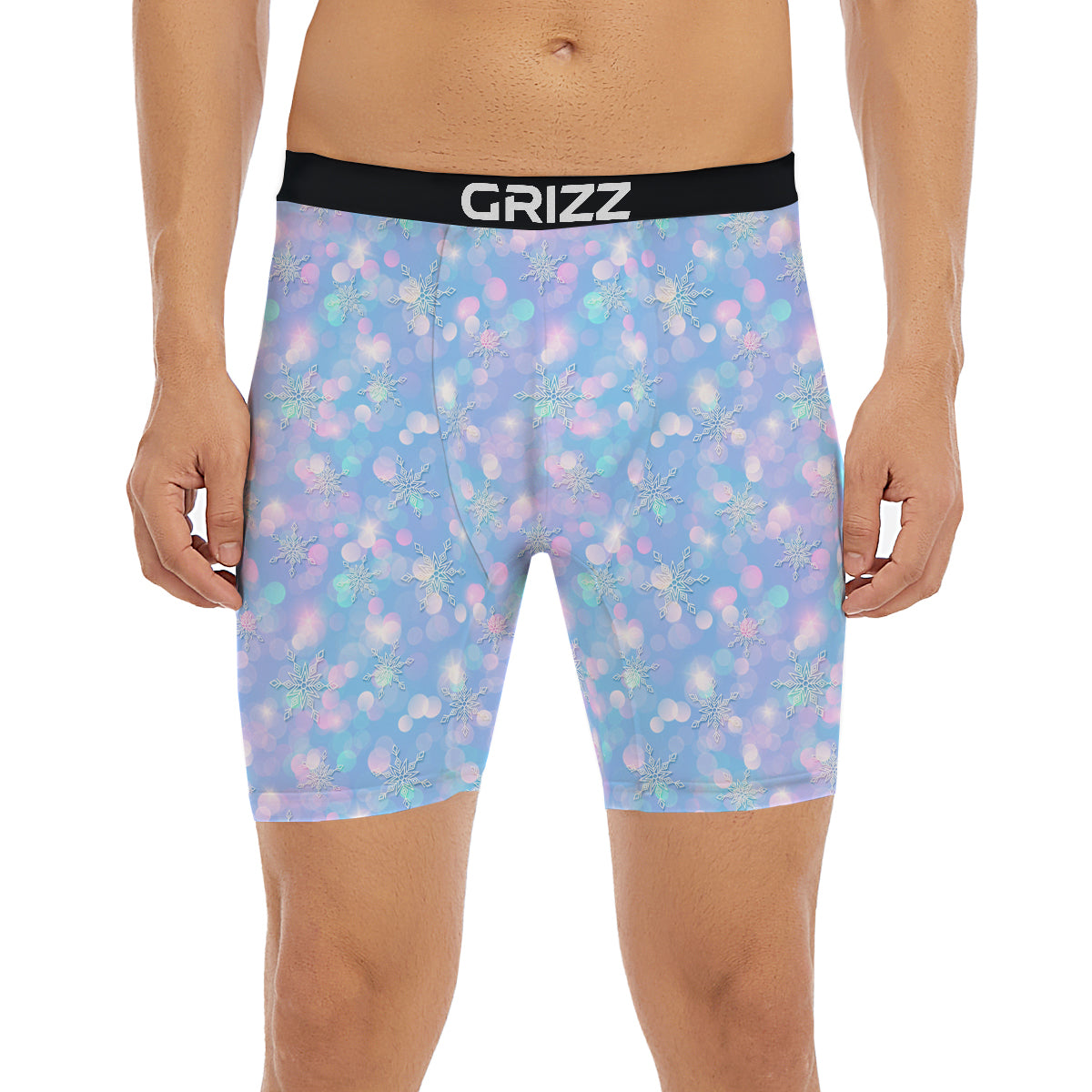 Snowflake Pastel Color Print Pattern Boxer Briefs-grizzshop