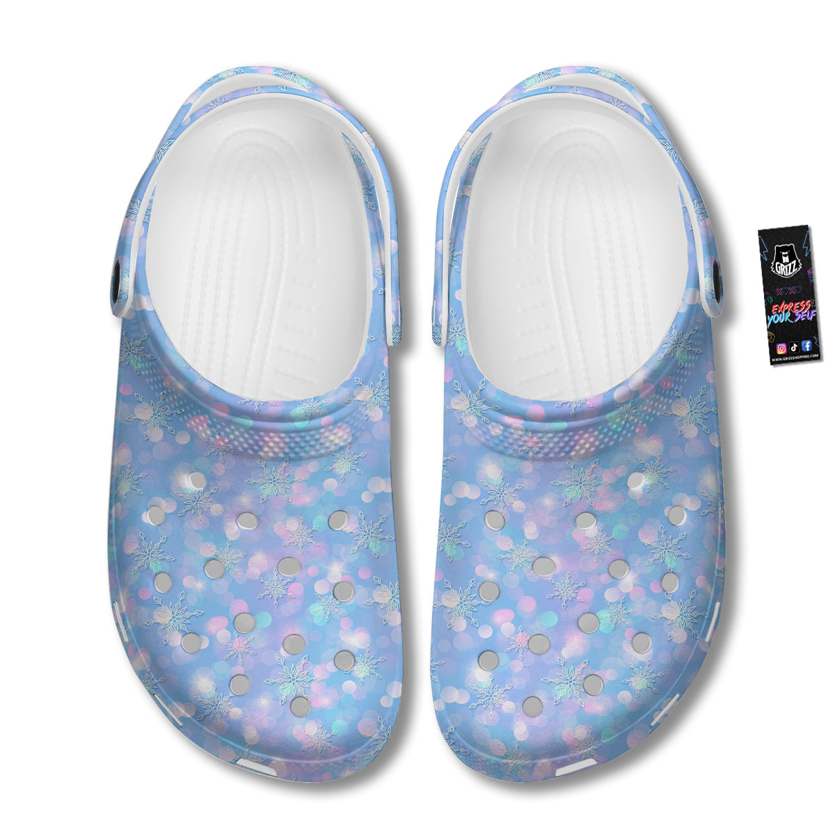 Snowflake Pastel Color Print Pattern Clog-grizzshop
