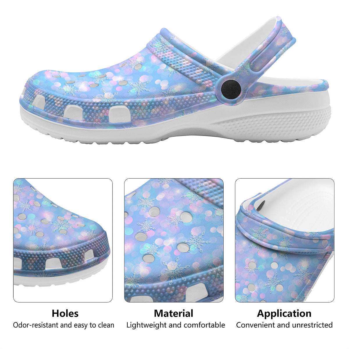 Snowflake Pastel Color Print Pattern Clog-grizzshop