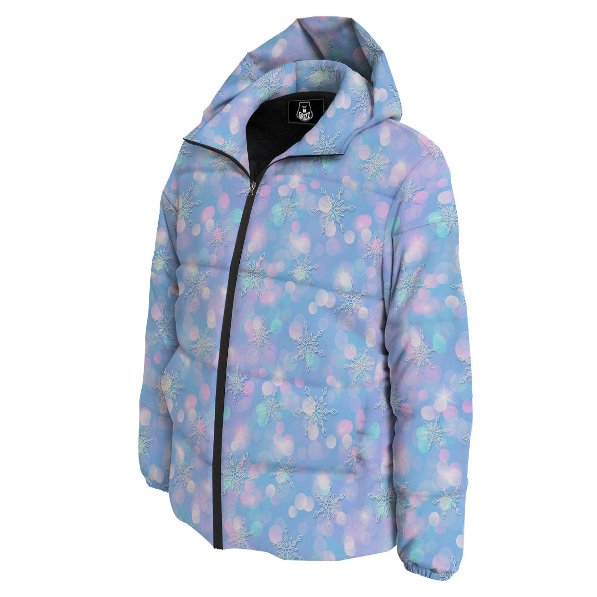 Snowflake Pastel Color Print Pattern Down Jacket-grizzshop