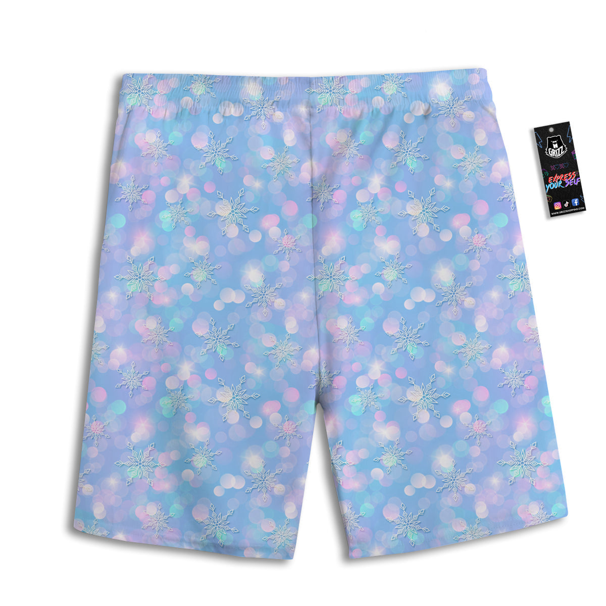 Snowflake Pastel Color Print Pattern Men's Athletic Shorts