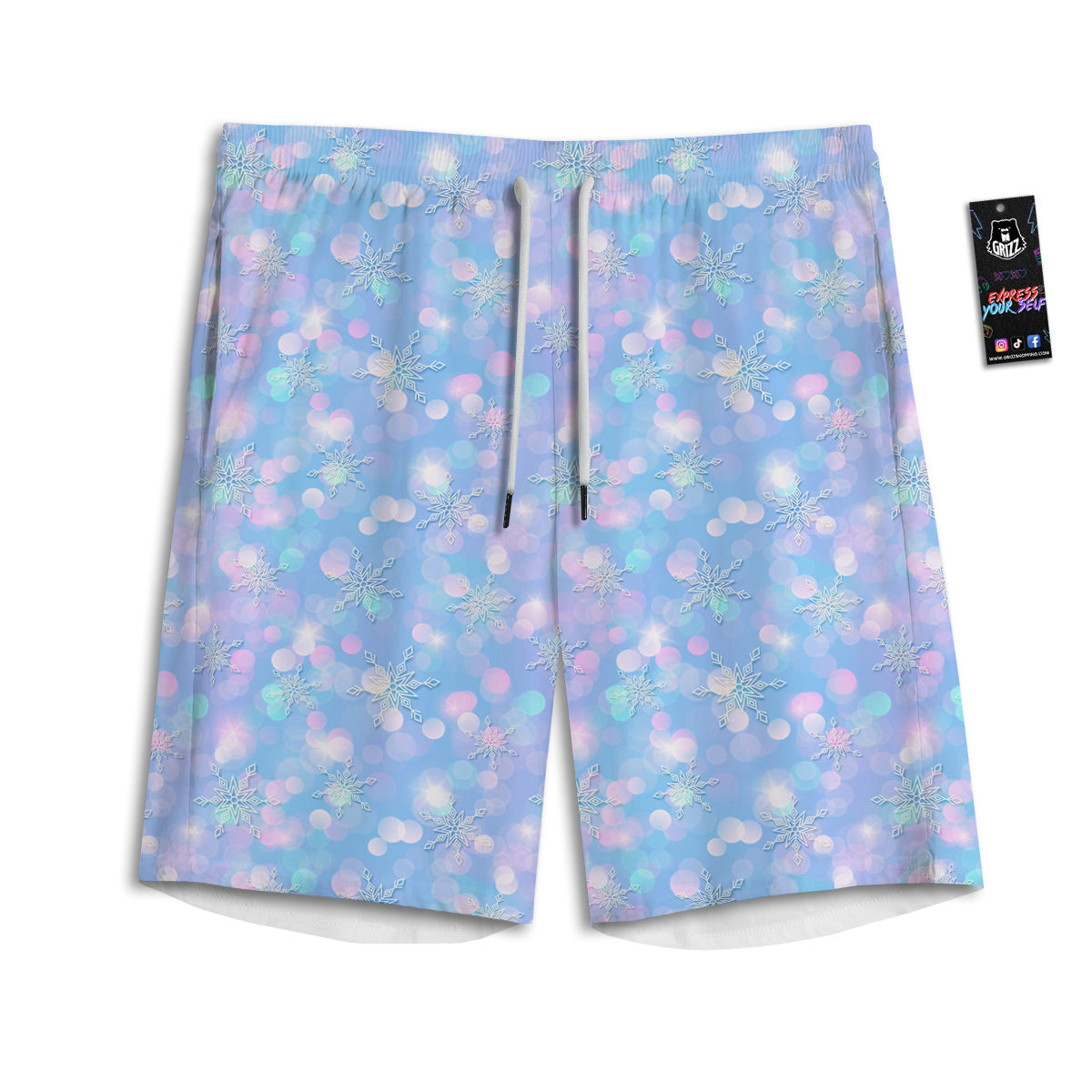Snowflake Pastel Color Print Pattern Men's Athletic Shorts