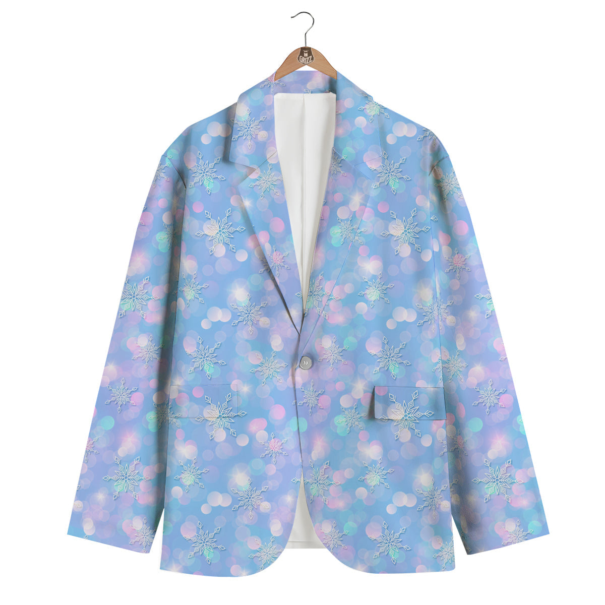 Snowflake Pastel Color Print Pattern Men's Blazer-grizzshop