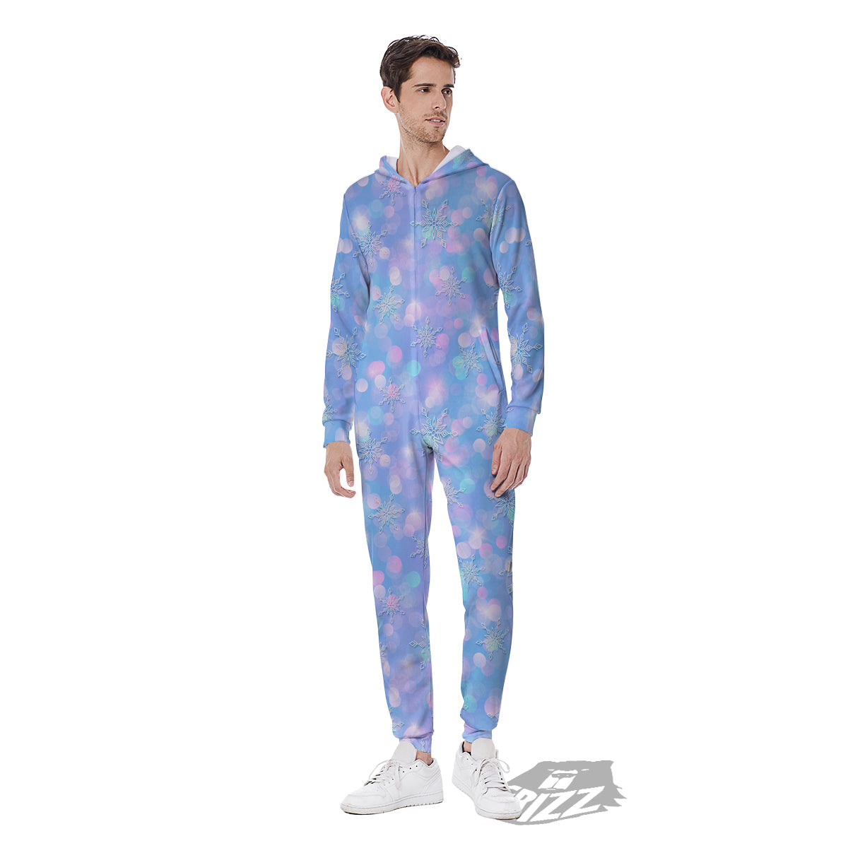 Snowflake Pastel Color Print Pattern Men's Jumpsuit-grizzshop
