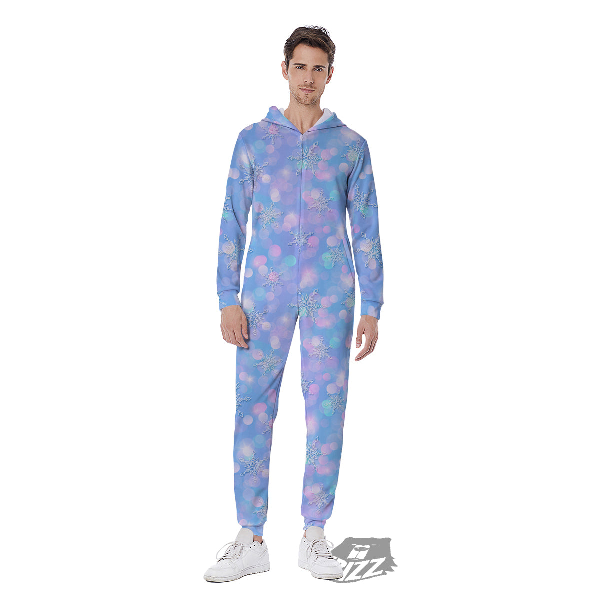 Snowflake Pastel Color Print Pattern Men's Jumpsuit-grizzshop