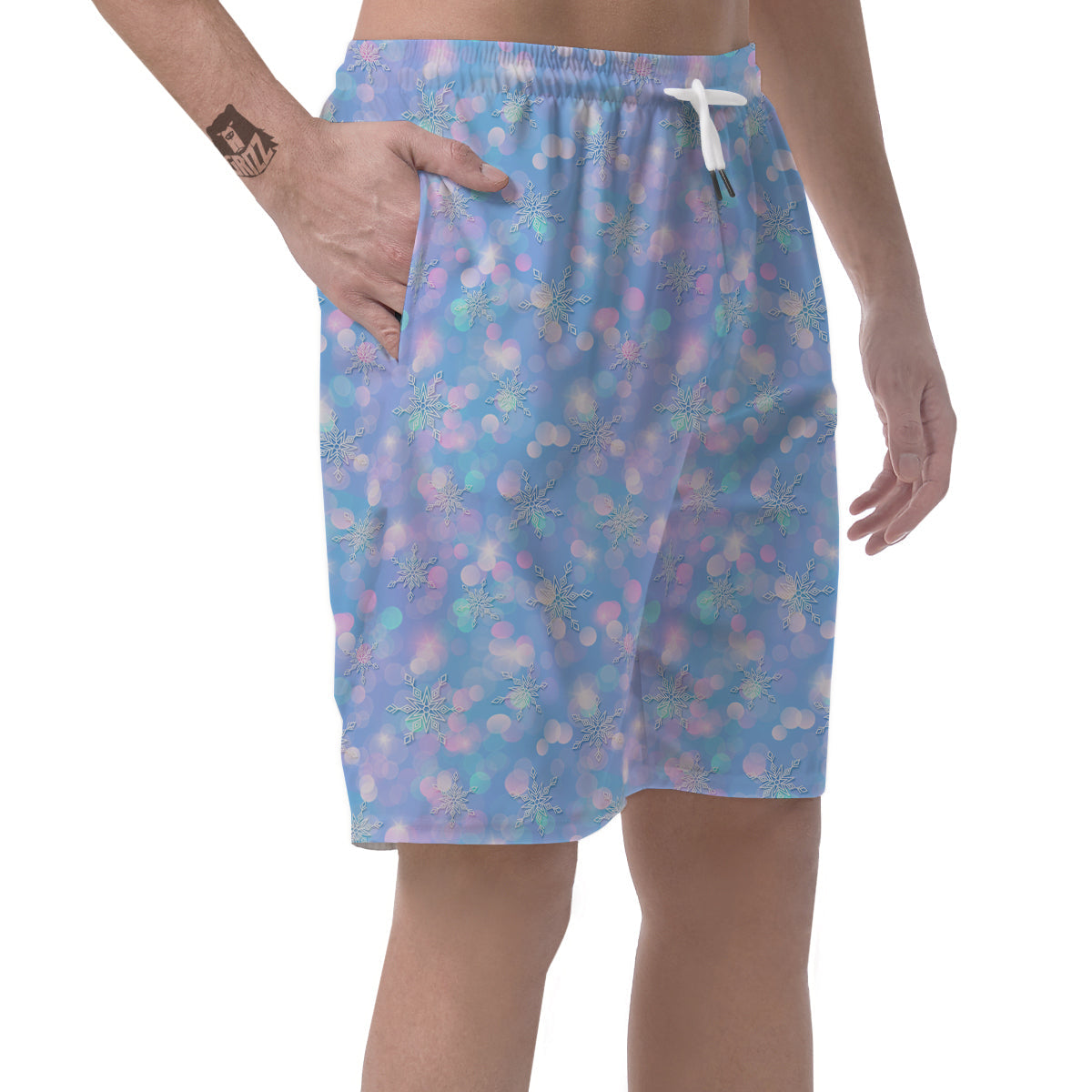 Snowflake Pastel Color Print Pattern Men's Shorts-grizzshop