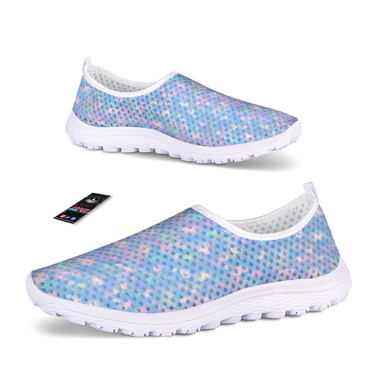 Snowflake Pastel Color Print Pattern Nurse Shoes-grizzshop