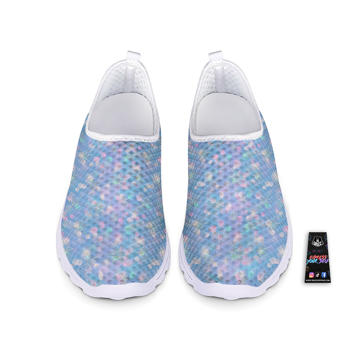 Snowflake Pastel Color Print Pattern Nurse Shoes-grizzshop