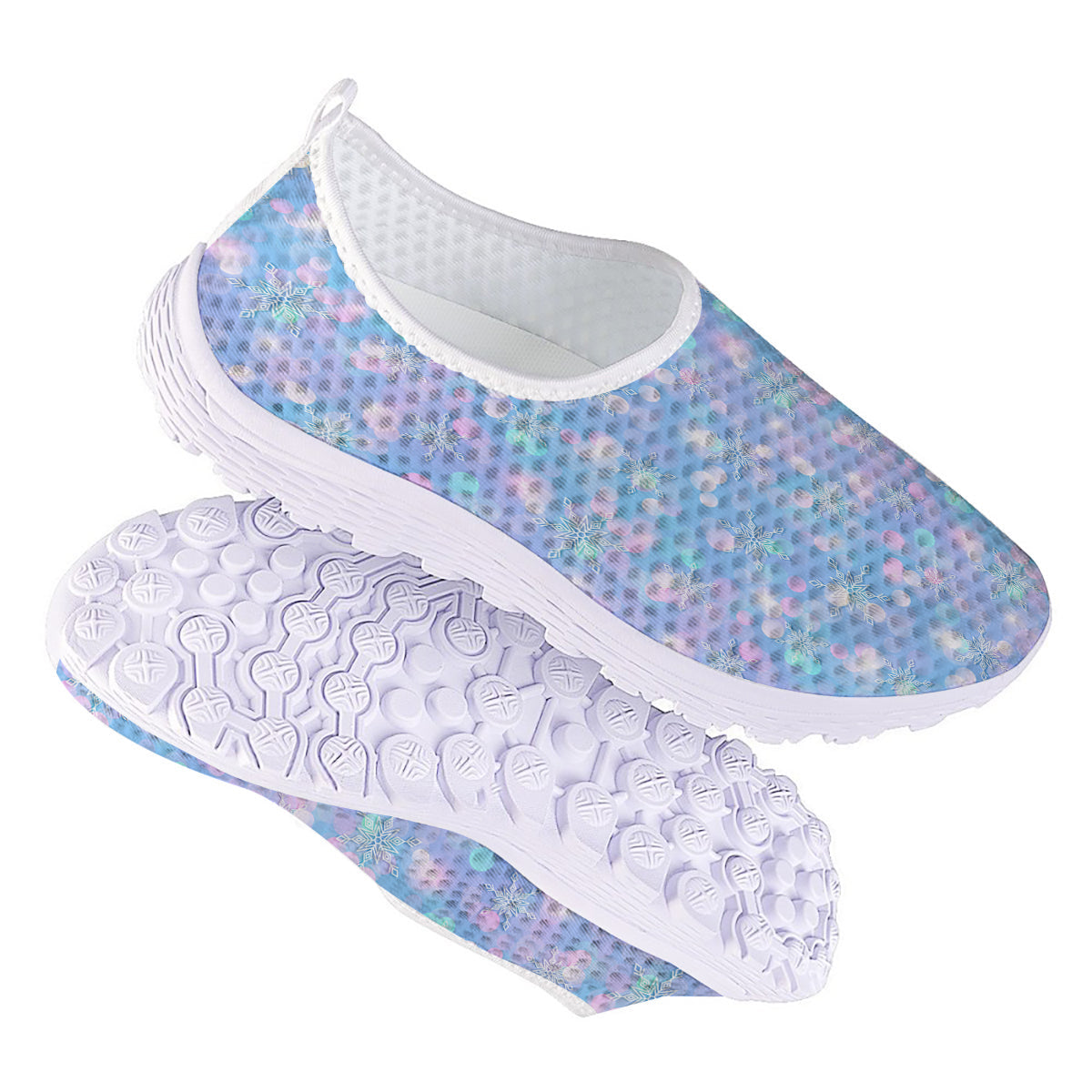 Snowflake Pastel Color Print Pattern Nurse Shoes-grizzshop