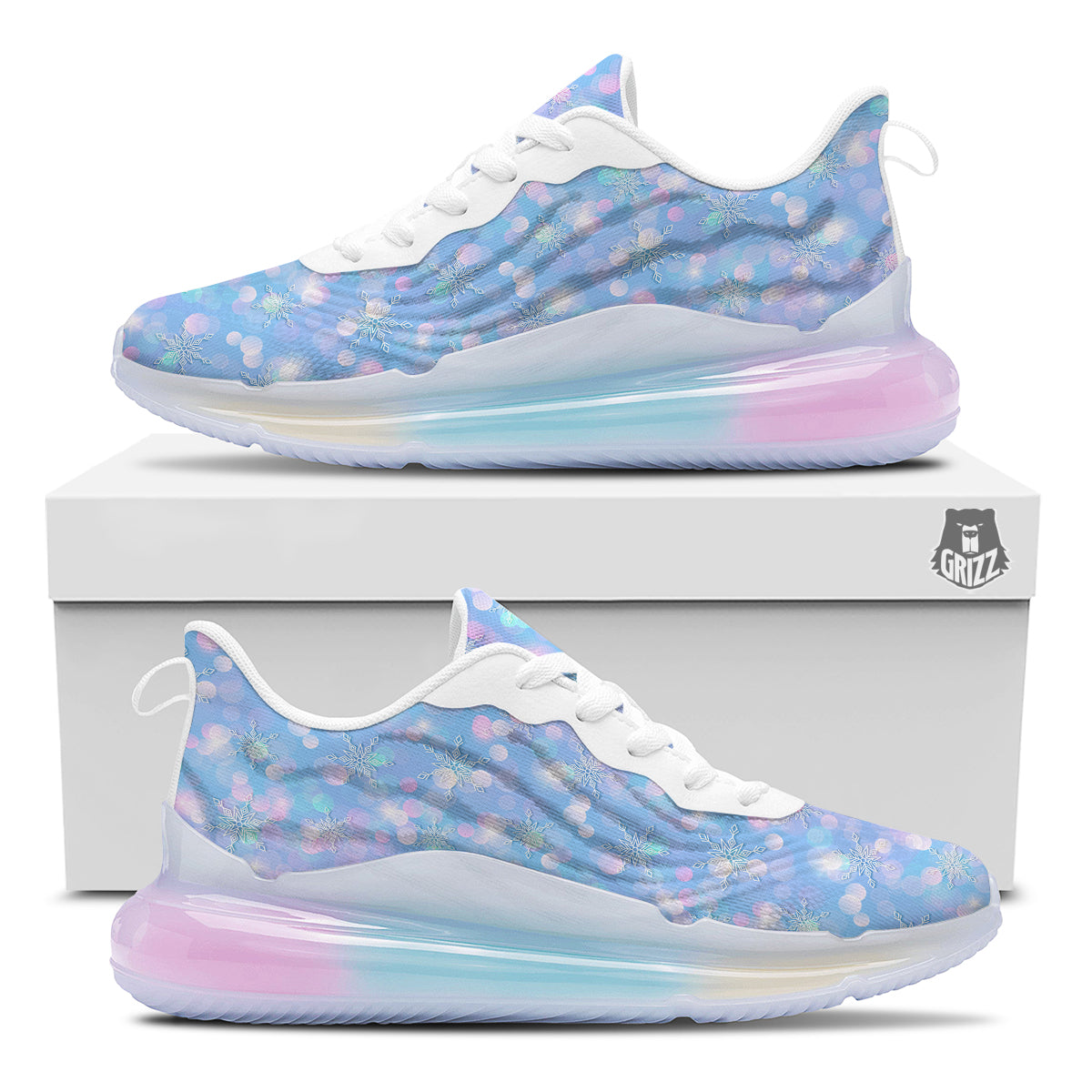 Snowflake Pastel Color Print Pattern Running Sneakers-grizzshop