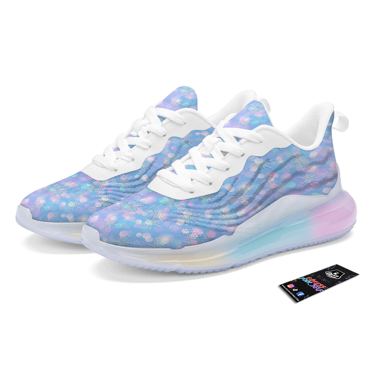 Snowflake Pastel Color Print Pattern Running Sneakers-grizzshop