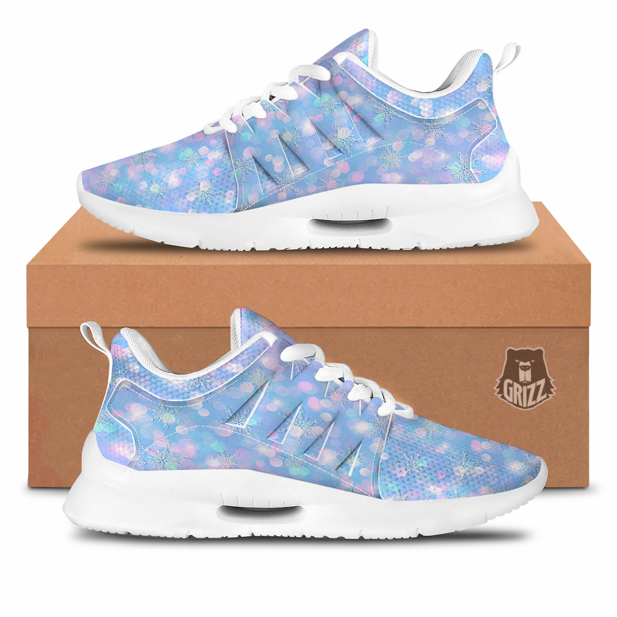 Snowflake Pastel Color Print Pattern Tennis Shoes-grizzshop