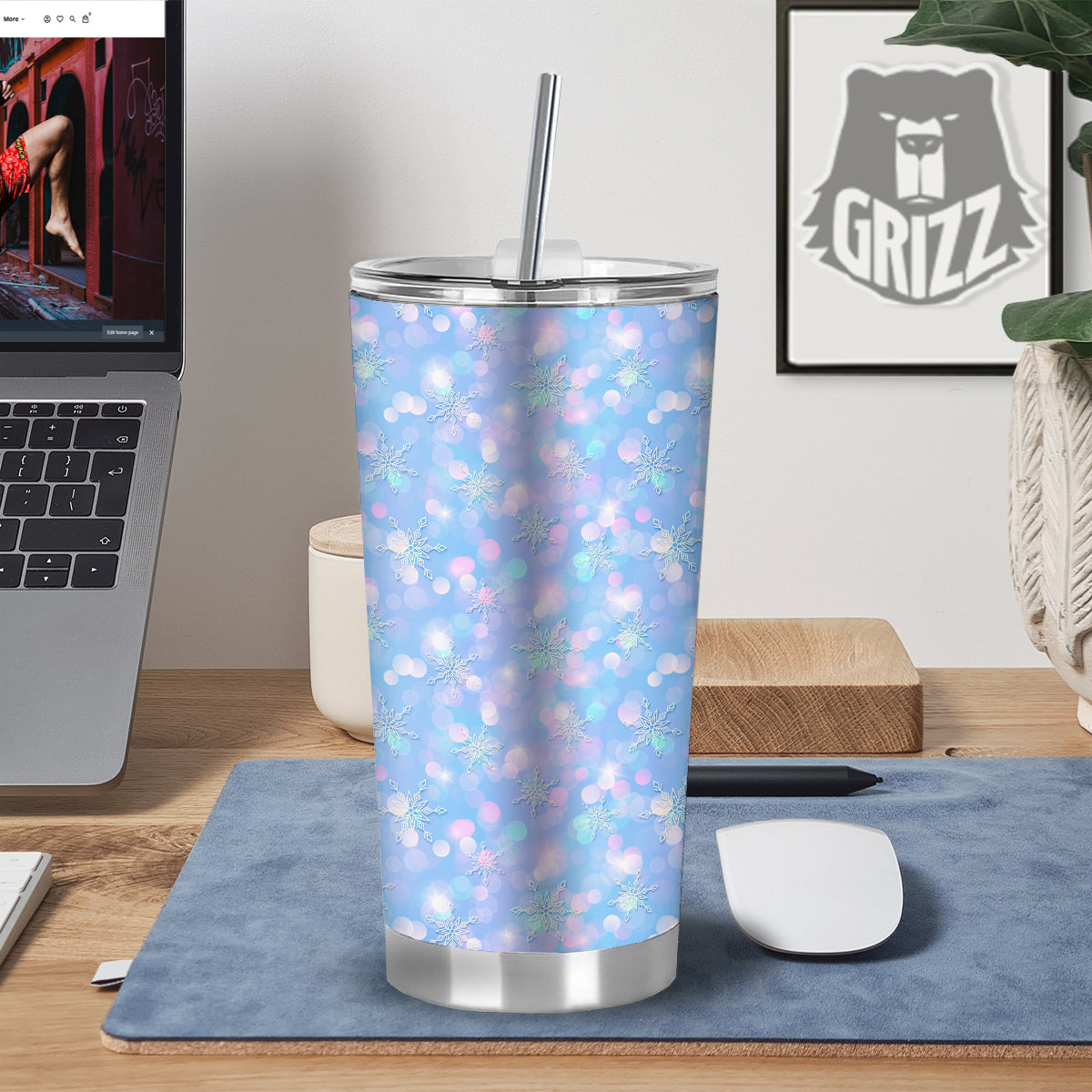 Snowflake Pastel Color Print Pattern Tumbler-grizzshop