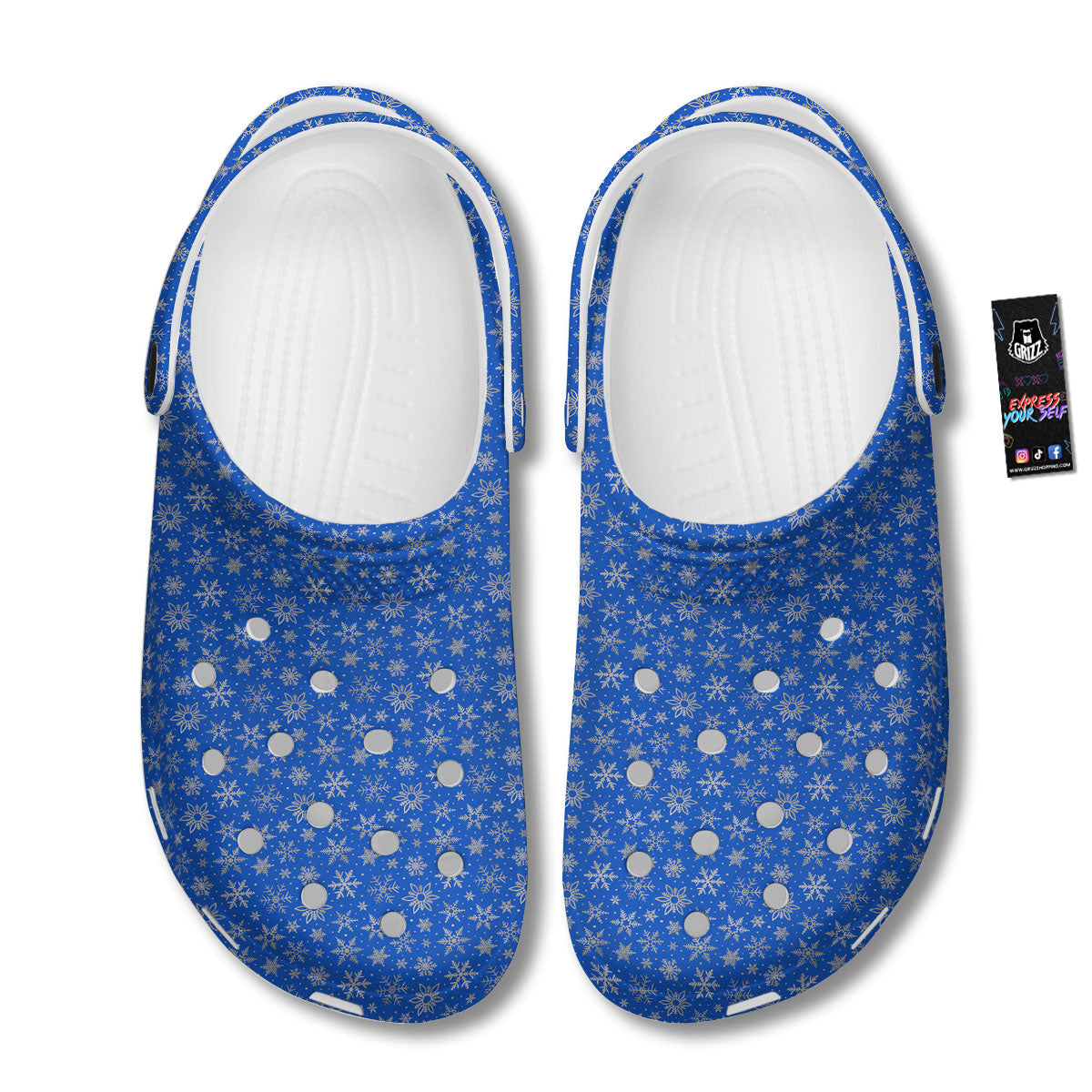 Snowflake Silver And Blue Print Pattern Clog-grizzshop
