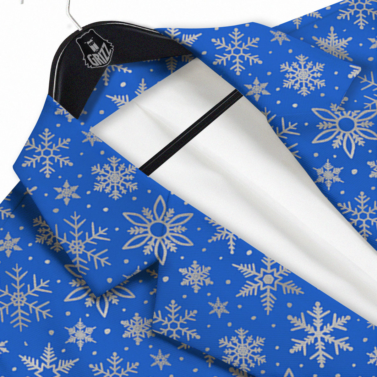 Snowflake Silver And Blue Print Pattern Men's Sport Coat-grizzshop