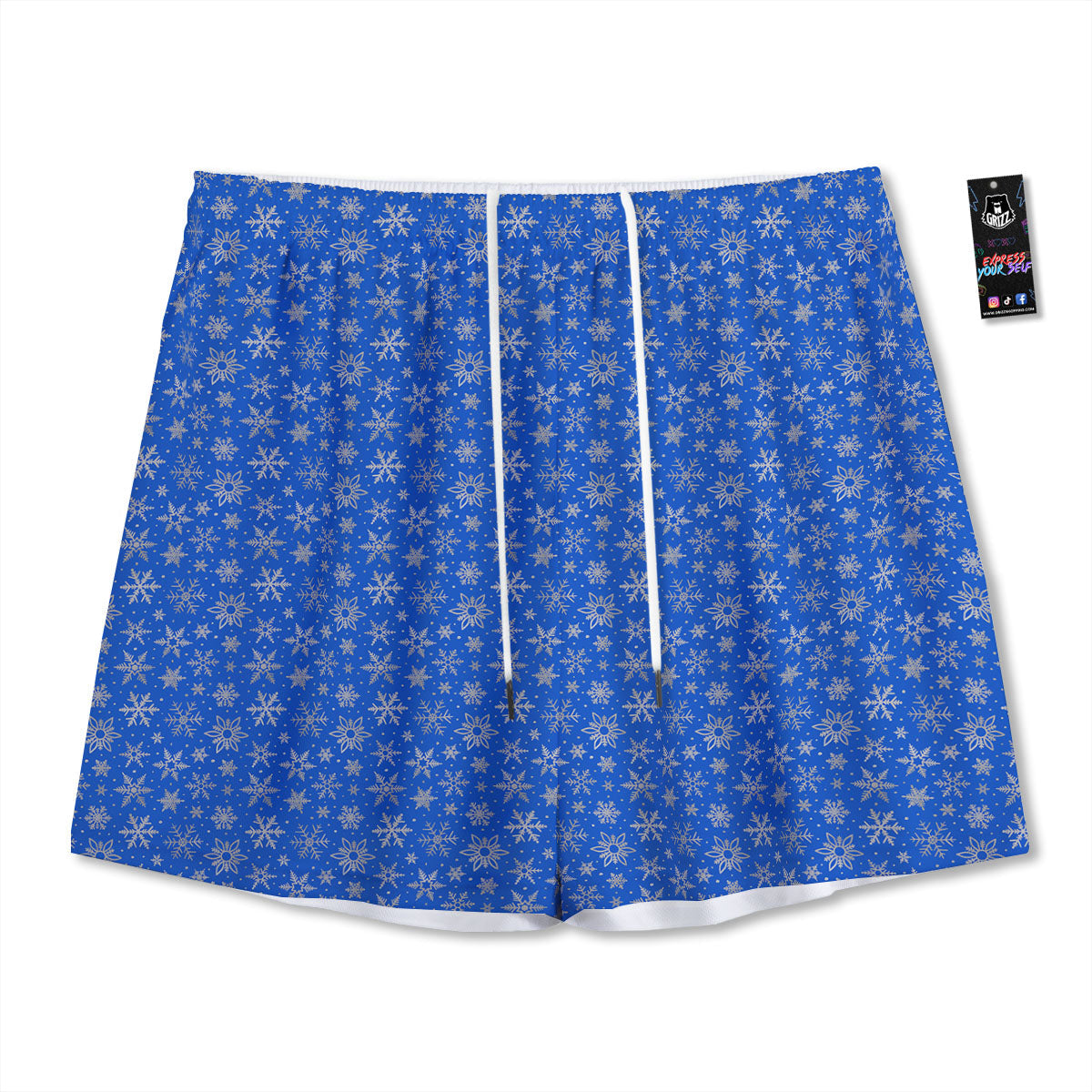 Shark White And Grey Print Pattern Mesh Shorts