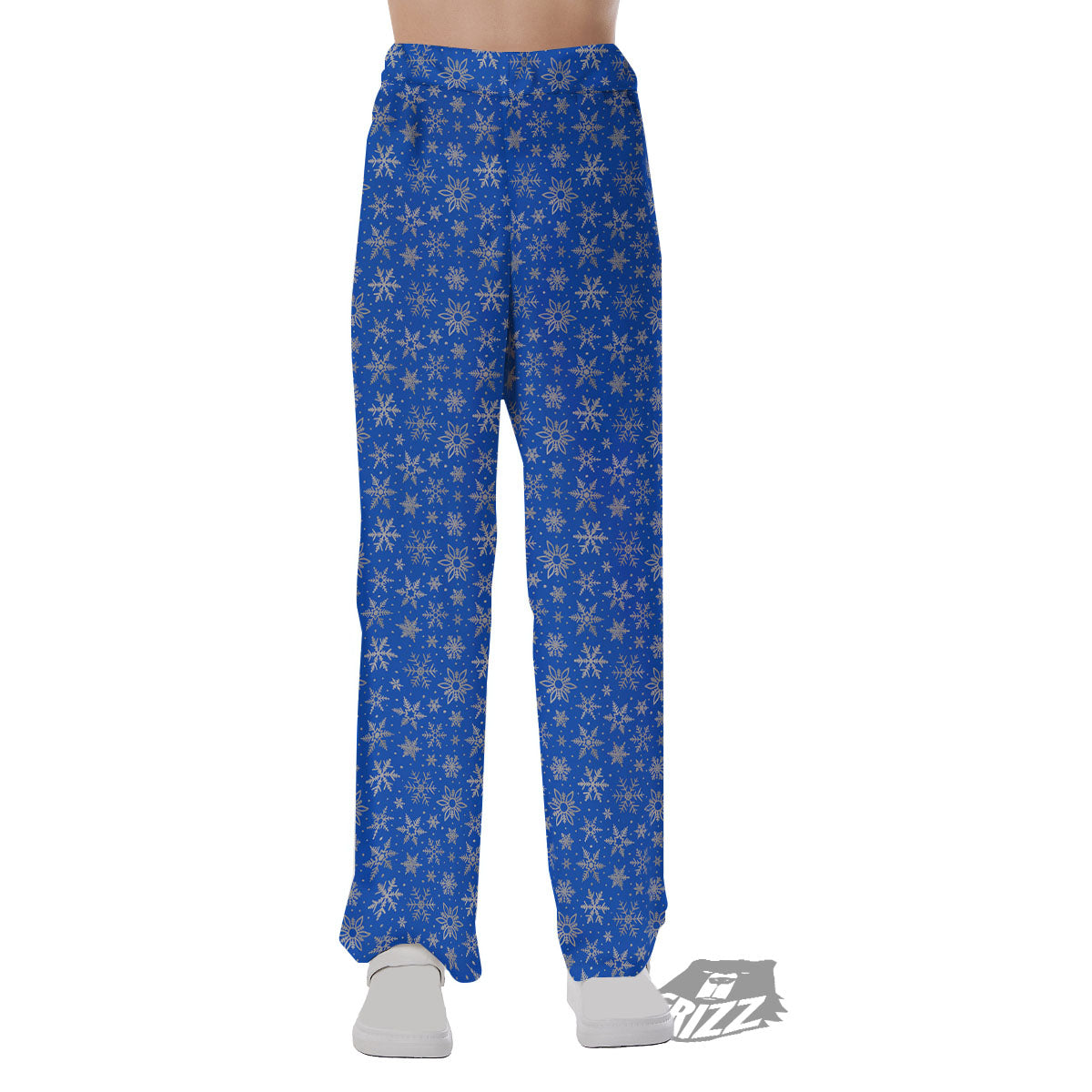Snowflake Silver And Blue Print Pattern Pajama Pants-grizzshop
