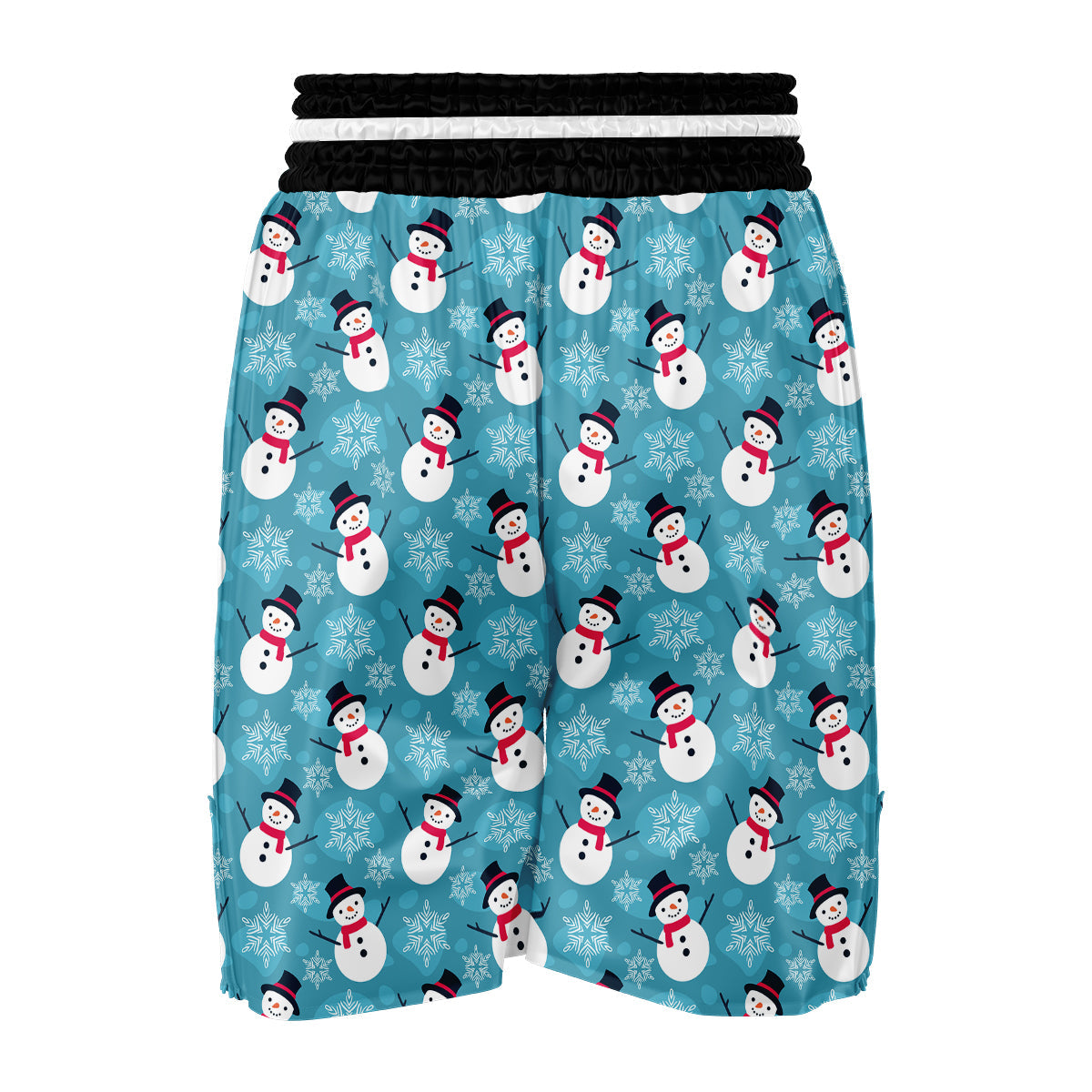 Snowflake Snowman Pattern Print Boxing Shorts-grizzshop