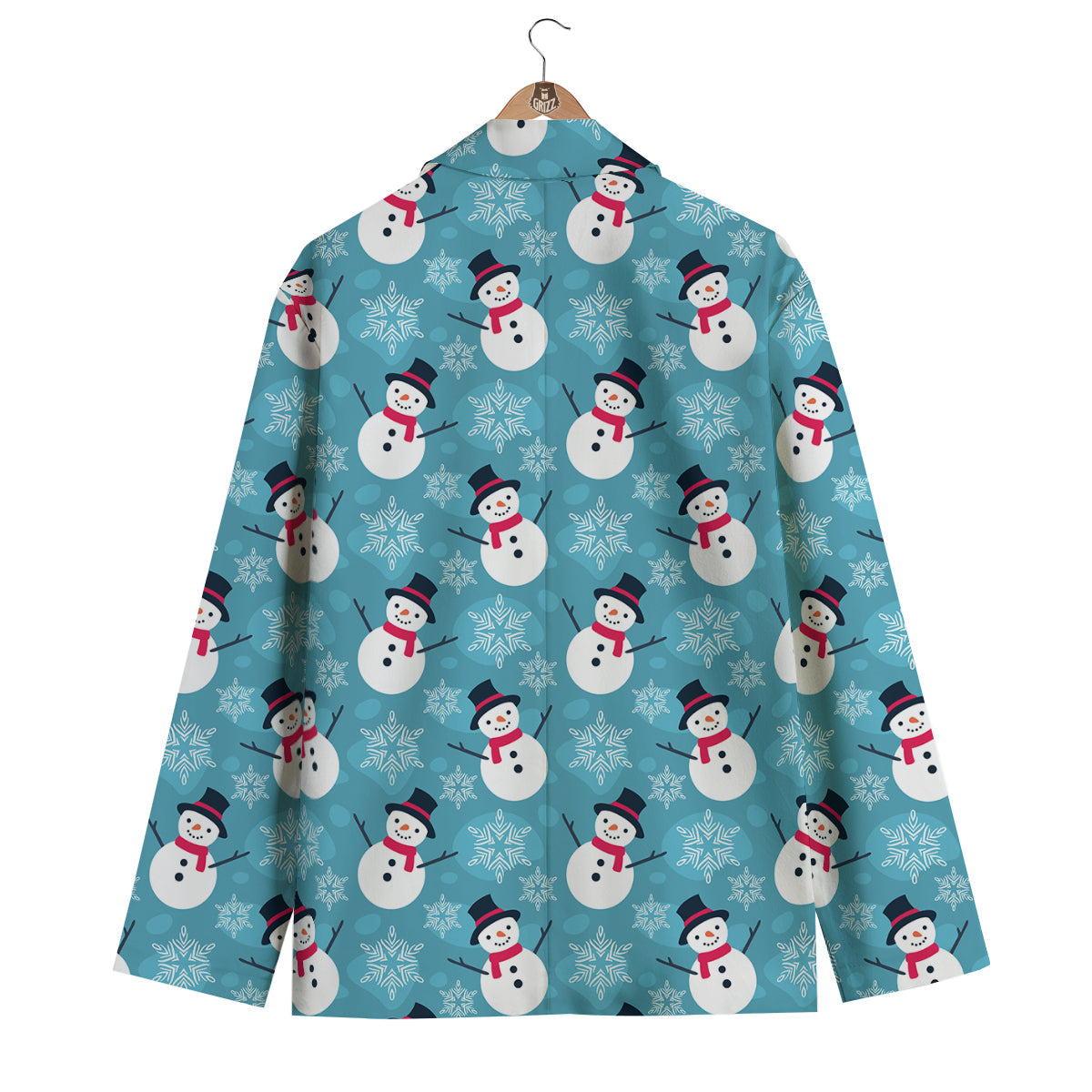 Snowflake Snowman Pattern Print Men's Blazer-grizzshop