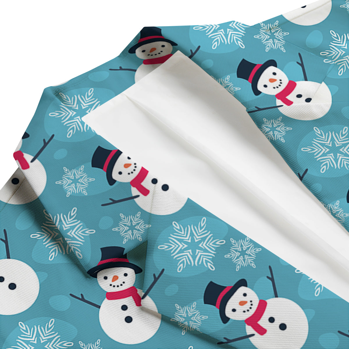 Snowflake Snowman Pattern Print Men's Blazer-grizzshop