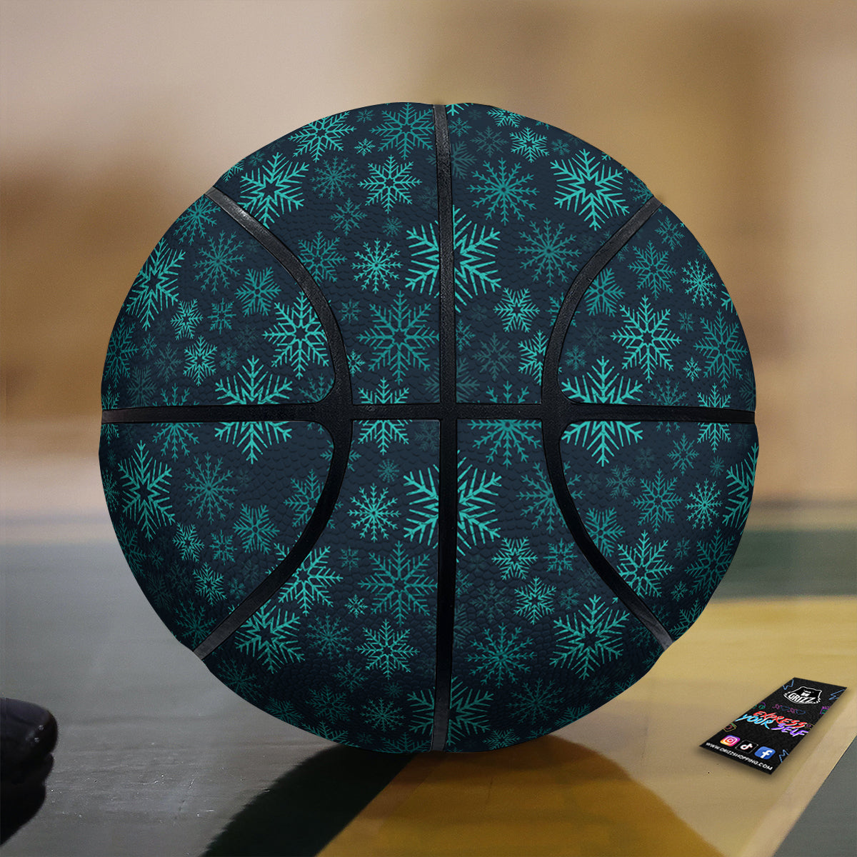 Snowflake Turquoise Print Pattern Basketball