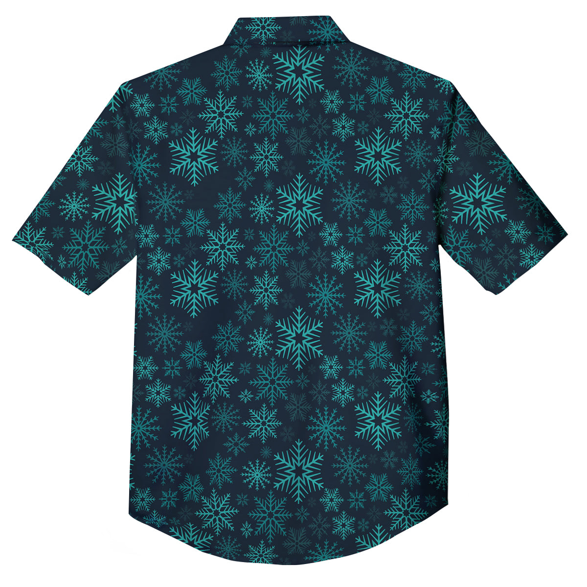 Snowflake Turquoise Print Pattern Button Up Shirt-grizzshop