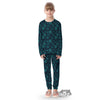 Snowflake Turquoise Print Pattern Kid's Pajamas-grizzshop