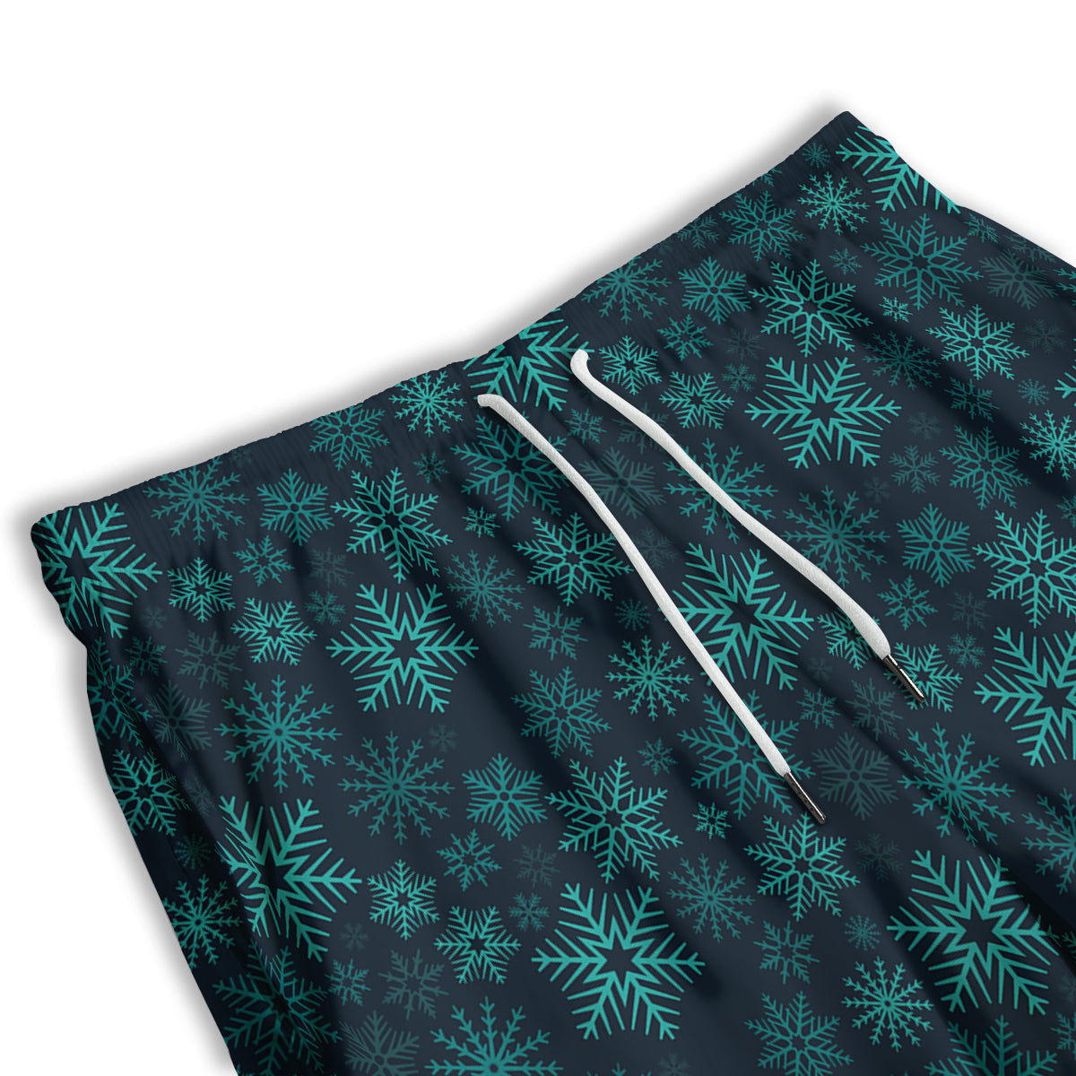 Snowflake Turquoise Print Pattern Men's Athletic Shorts