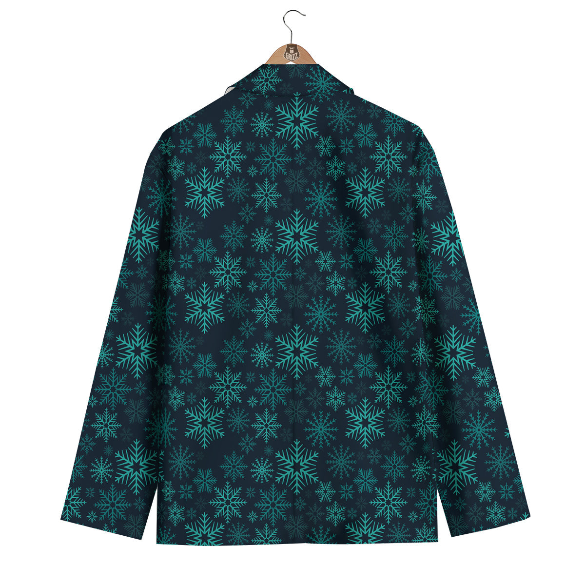 Snowflake Turquoise Print Pattern Men's Blazer-grizzshop