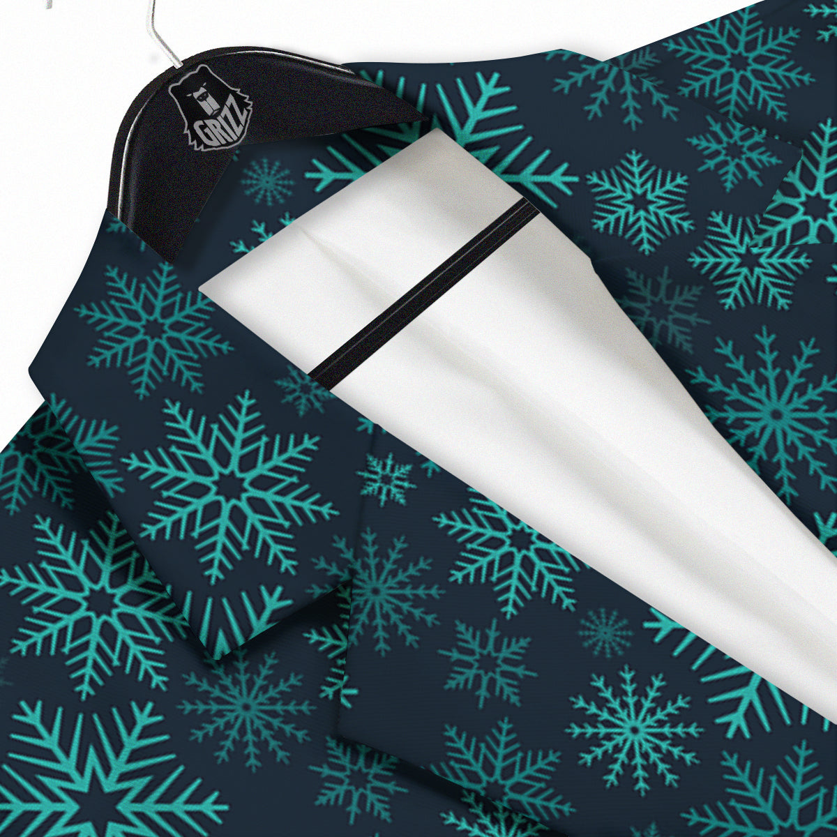 Snowflake Turquoise Print Pattern Men's Sport Coat-grizzshop