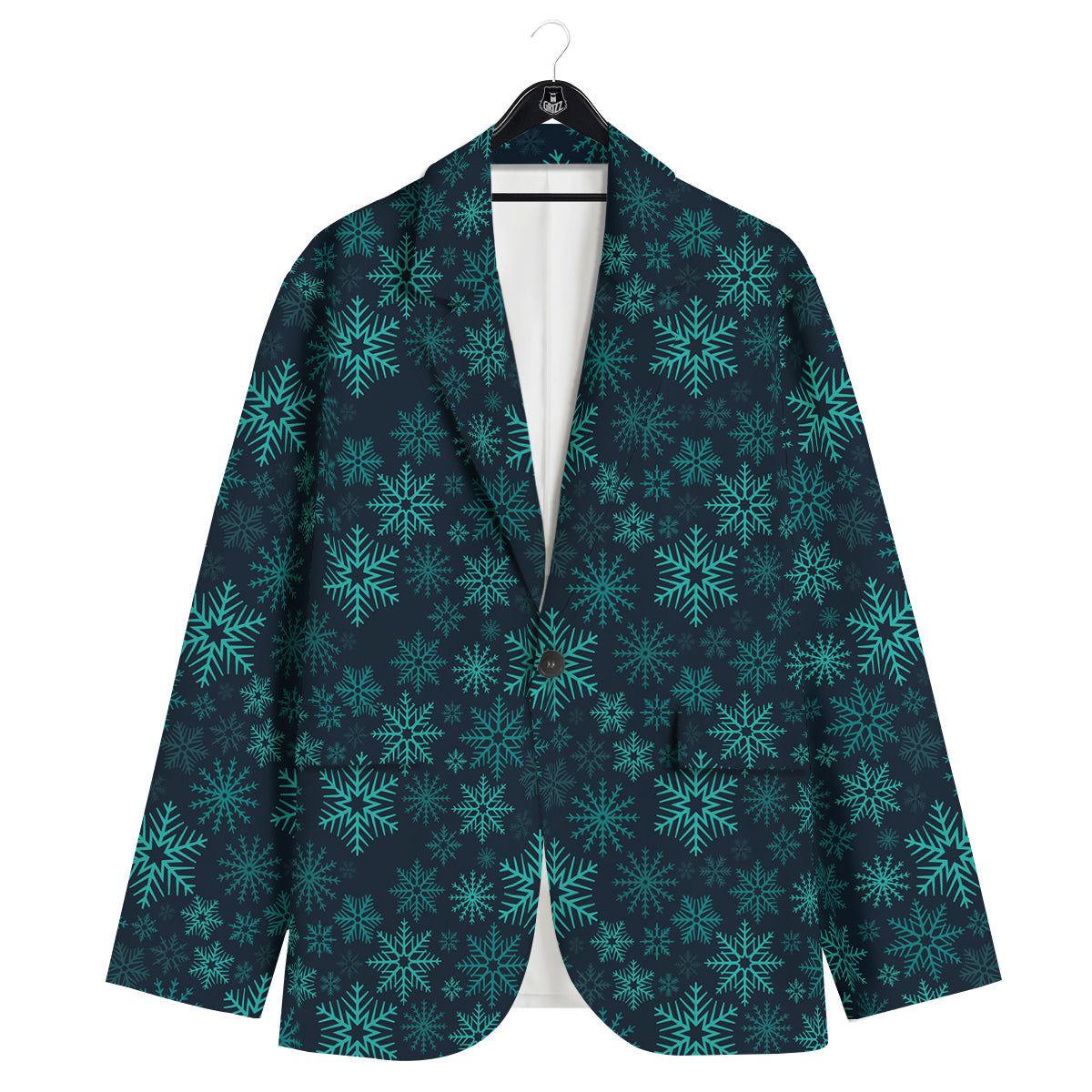 Snowflake Turquoise Print Pattern Men's Sport Coat-grizzshop
