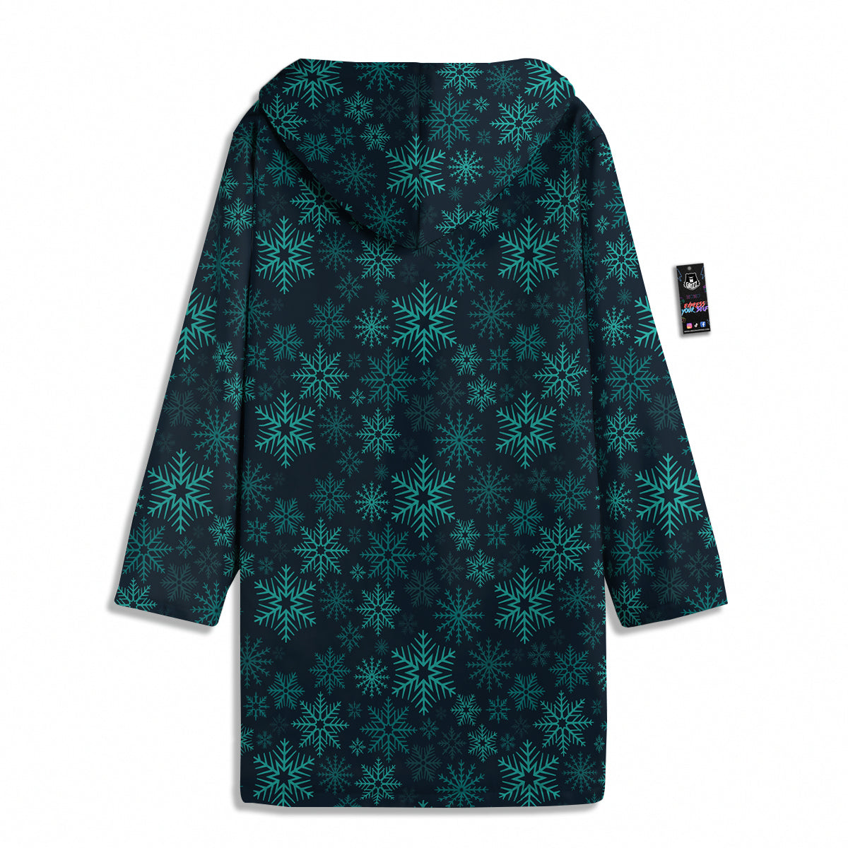 Snowflake Turquoise Print Pattern Men's Windbreaker Jacket-grizzshop