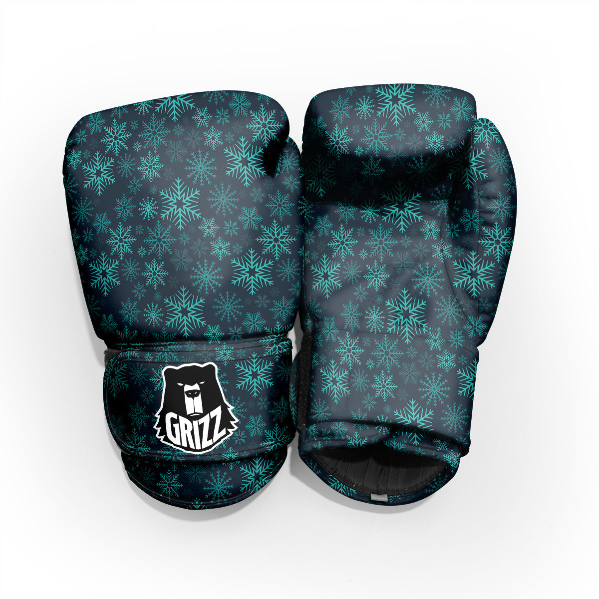 Snowflake Turquoise Print Pattern Pro Boxing Glove