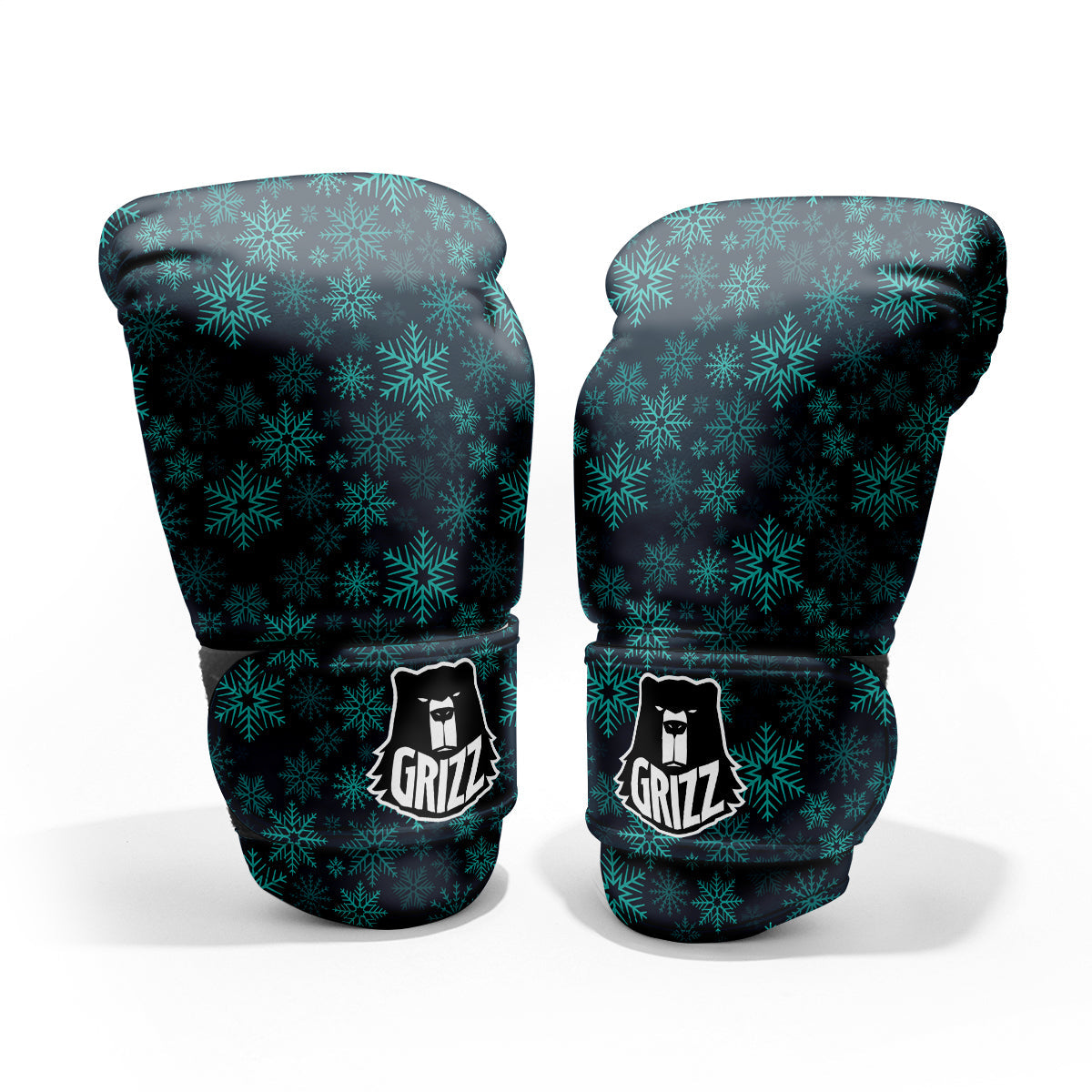 Snowflake Turquoise Print Pattern Pro Boxing Glove