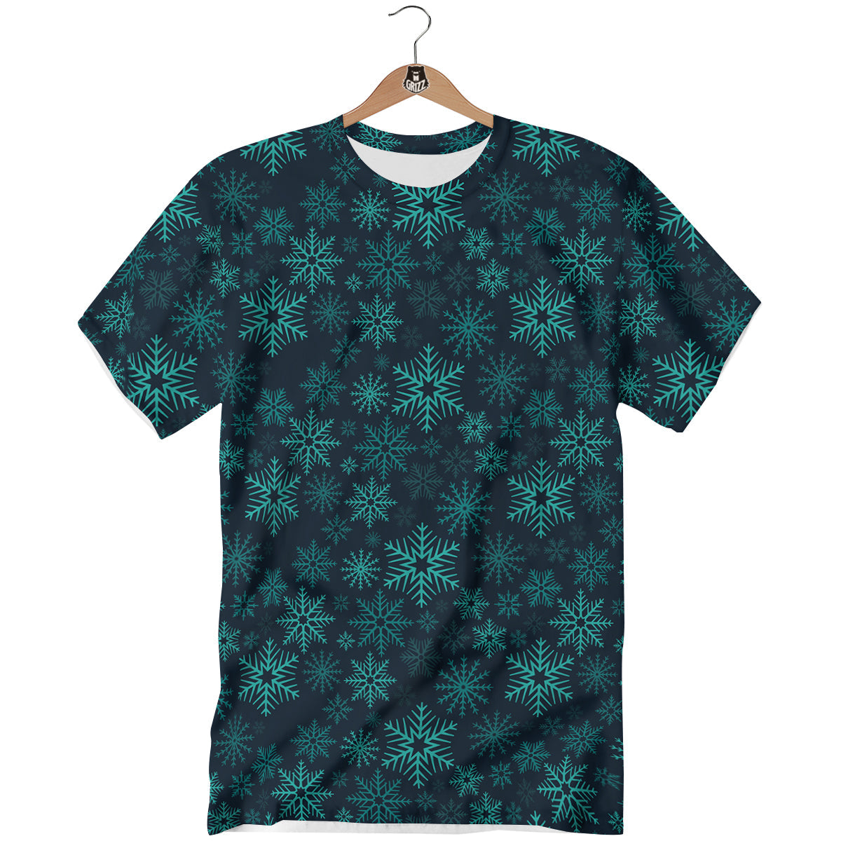 Snowflake Turquoise Print Pattern T-Shirt-grizzshop